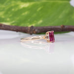 14K yellow gold pink tourmaline ring with diamond accents