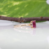 14K yellow gold pink tourmaline ring with diamond accents