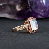 14K rose gold rainbow moonstone ring