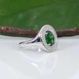 14K white gold tsavorite garnet ring
