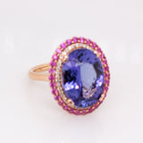 Nola 14k Dual Gold Tanzanite Ring with Natural Diamonds and Pink Sapphire Accents | 11x8mm