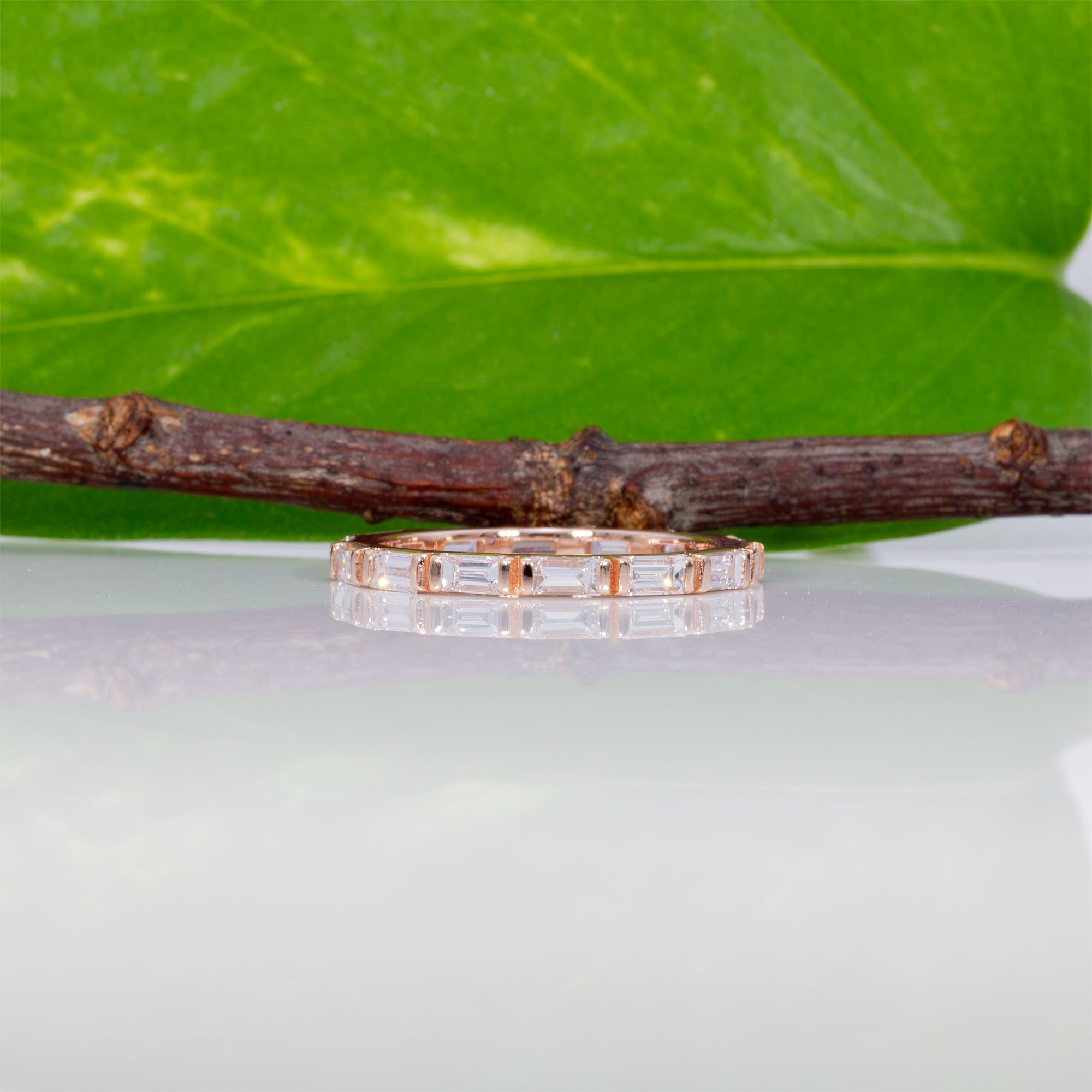 14K rose gold lab grown diamond band