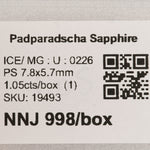1.05 carat natural padparadscha sapphire pear 7.8x5.7mm loose gemstone – view 2