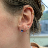 14K Solid Gold Tanzanite Solitaire Studs - 6x4mm Emerald Cut