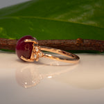14K rose gold star ruby cabochon ring with diamond accents