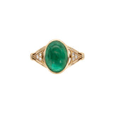 Arlo Solid 14K Gold  Zambian Emerald Ring with Natural Diamonds Accents: Oval, 11.3x8mm