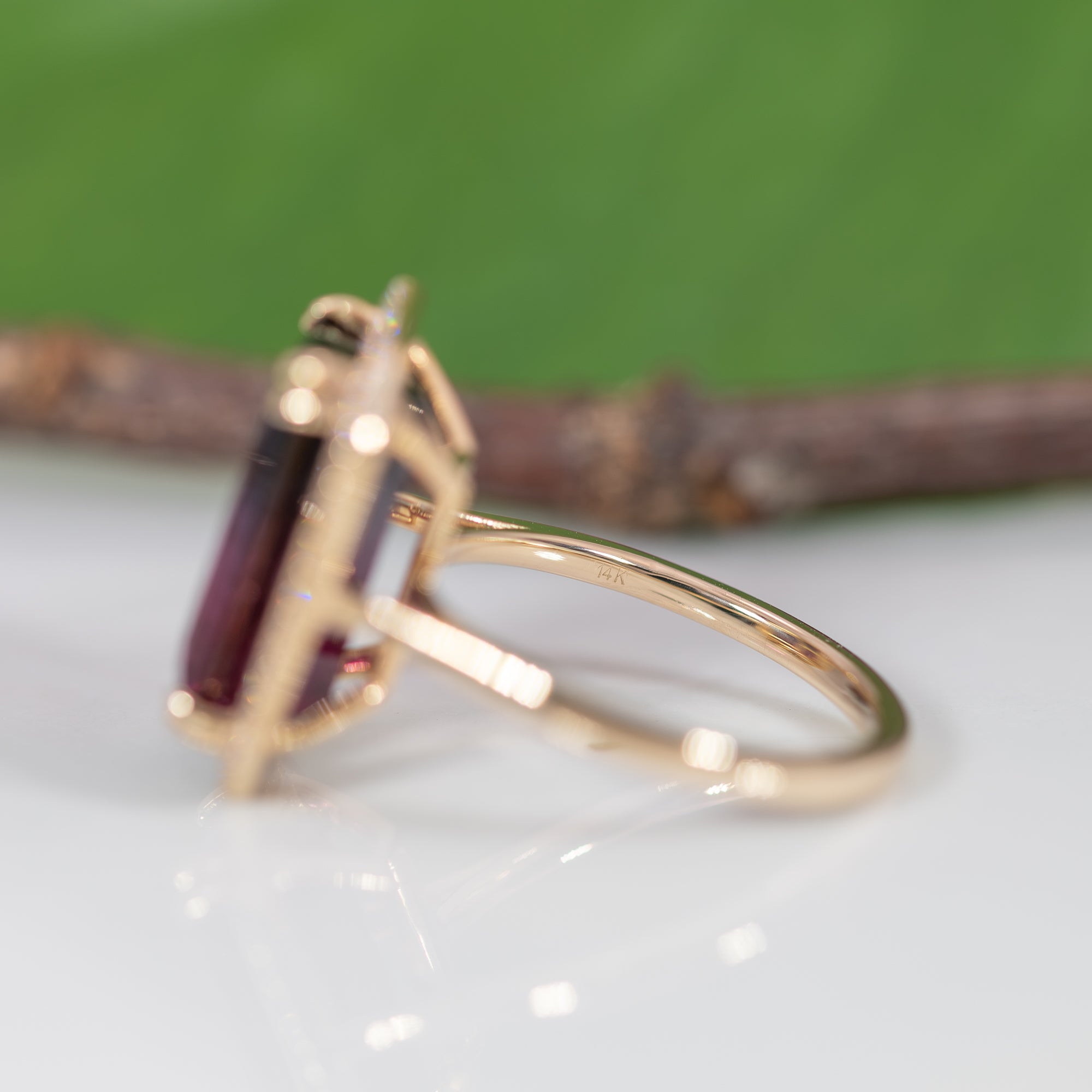 14K yellow gold bi-color tourmaline ring