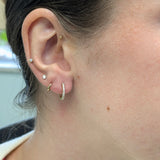 14K Yellow Gold Natural Diamond Huggies | Latch Back Closure