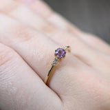 Vanshi 14k Yellow Gold Purple Sapphire and Diamonds Ring  | Round 4mm