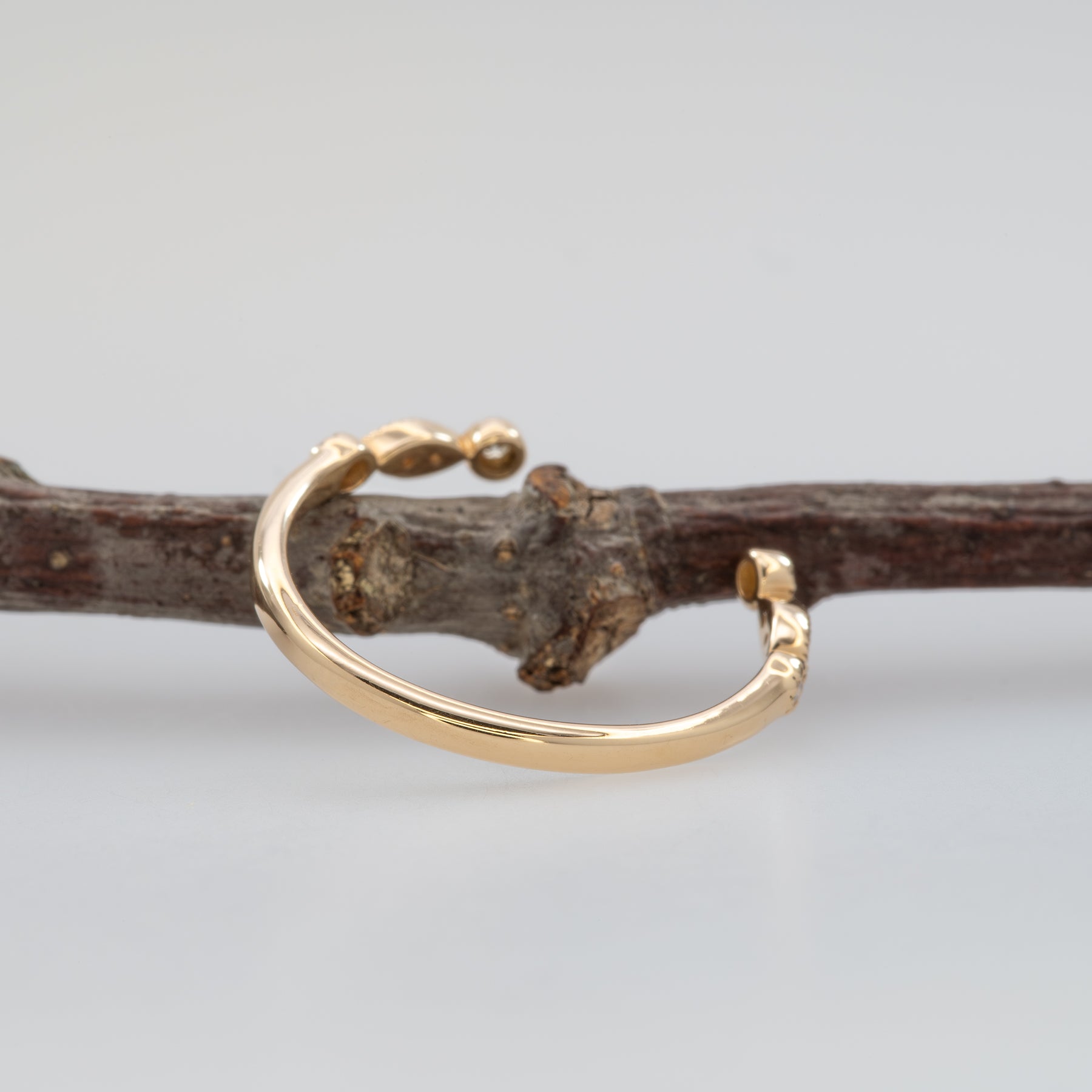 14K yellow gold diamond open stacking band ring