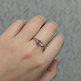 Mridul 14K White Gold Padparadscha Sapphire and Diamonds Ring | OV 6x4mm