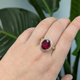 Yumi 14k Solid Yellow Gold Madagascar Ruby Natural Diamond Ring | Oval 12x10mm