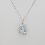 Pia 4.9Ct Santa Maria Aquamarine & Natural Diamond Pendant in Solid 14K Gold: Ocean Blue Fine Jewelry