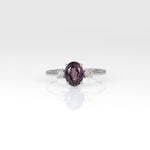 14K white gold purple spinel ring with diamond accents