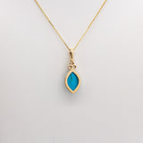Nadya Solid 14k White Gold Turquoise Pendant with Natural Diamonds Accents, Marquise 14x9mm