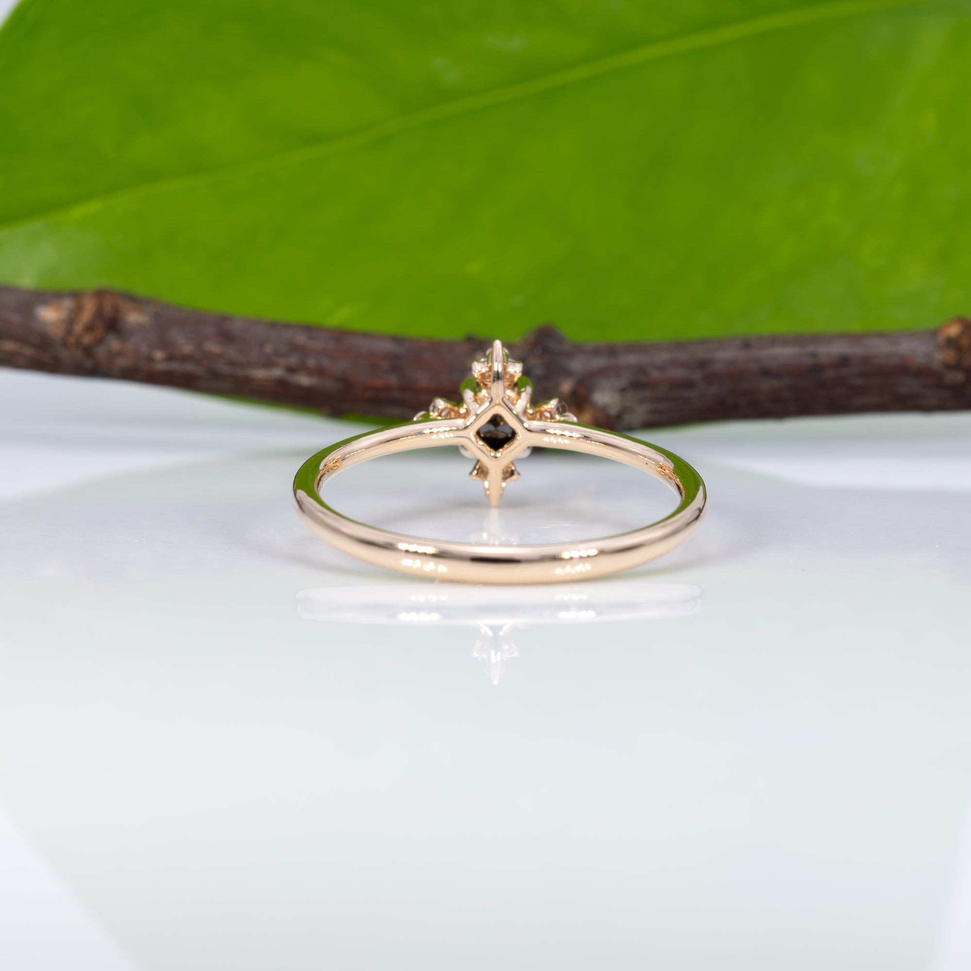 14K yellow gold black diamond ring