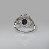 4Ct Star Sapphire Ring with Earth-Mined Diamond Accents in Solid 14K Gold – 10x8mm Bold Statement Gemstone Ring for Engagement or Fine Jewelry