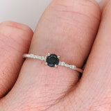 Natural Alexandrite Ring w Natural Diamonds in Solid 14K White Gold Round 4mm