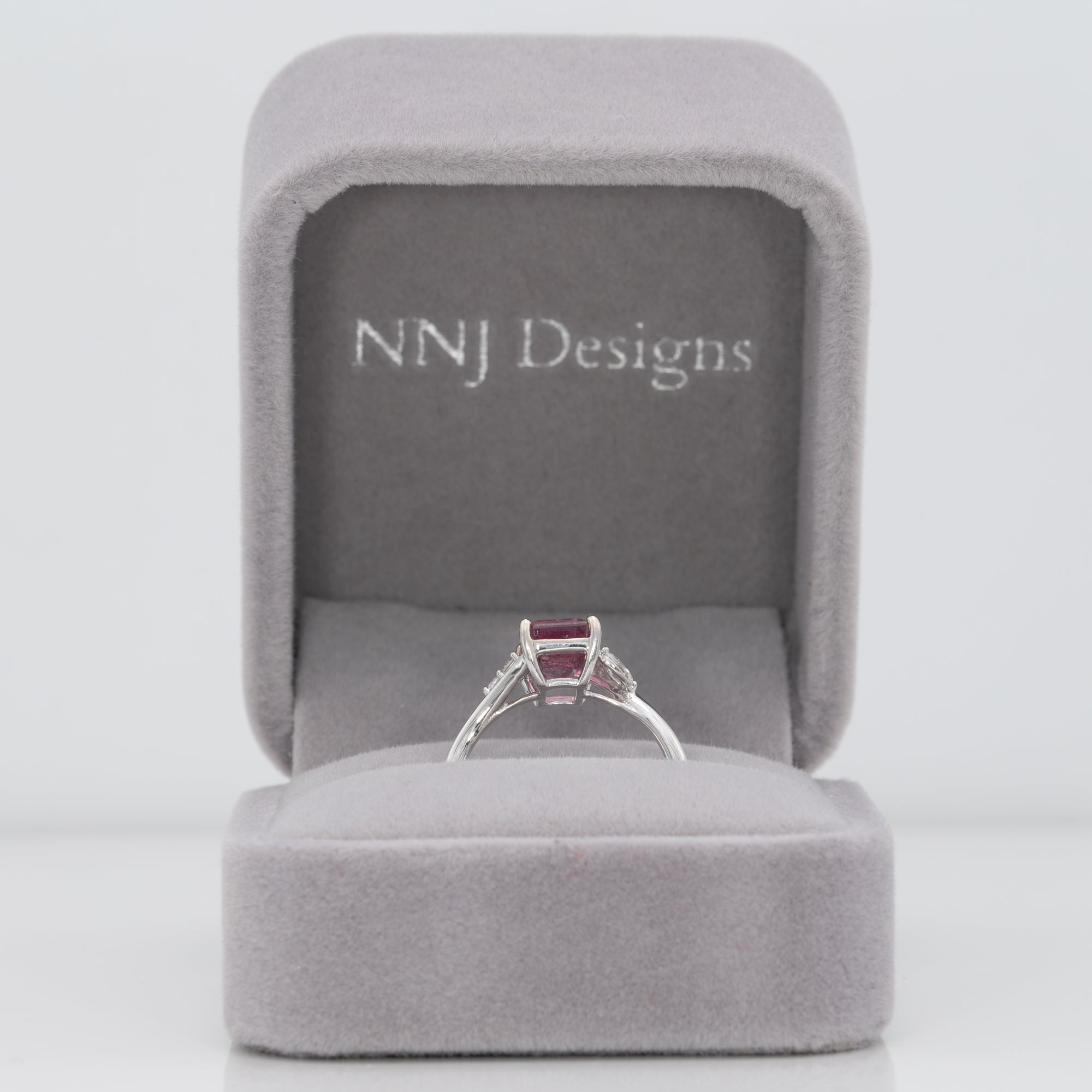 14K white gold bi-color tourmaline ring