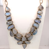 Stunning Moonstone Necklace in Solid Vermeil || Colorful || Transparent Gemstone || June Birthstone || Toggle Clasp ||