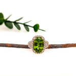 Akira 14K Yellow Gold 7.3cts Peridot Diamond Ring | Cushion Cut 14x10mm