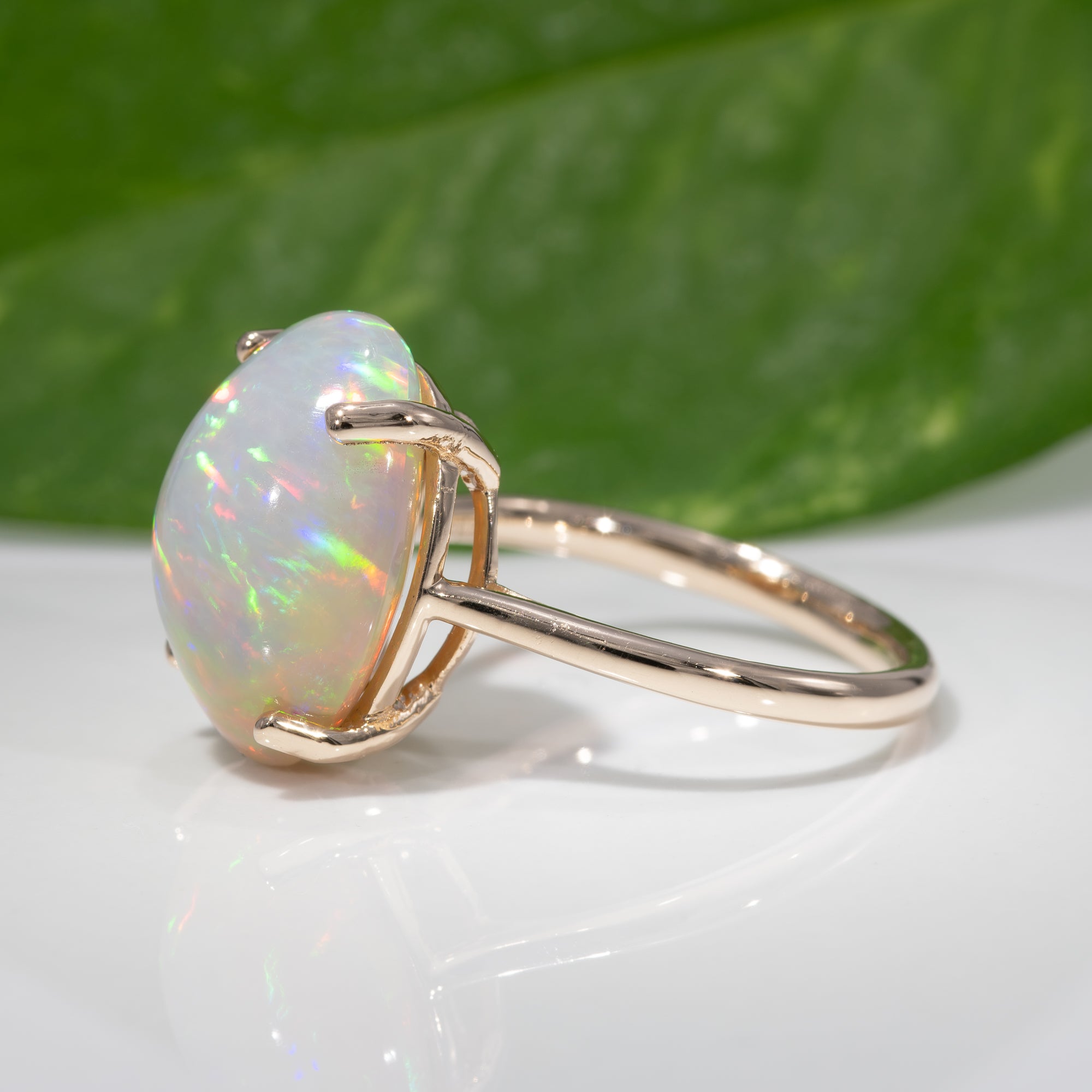 14K yellow gold ethiopian opal ring