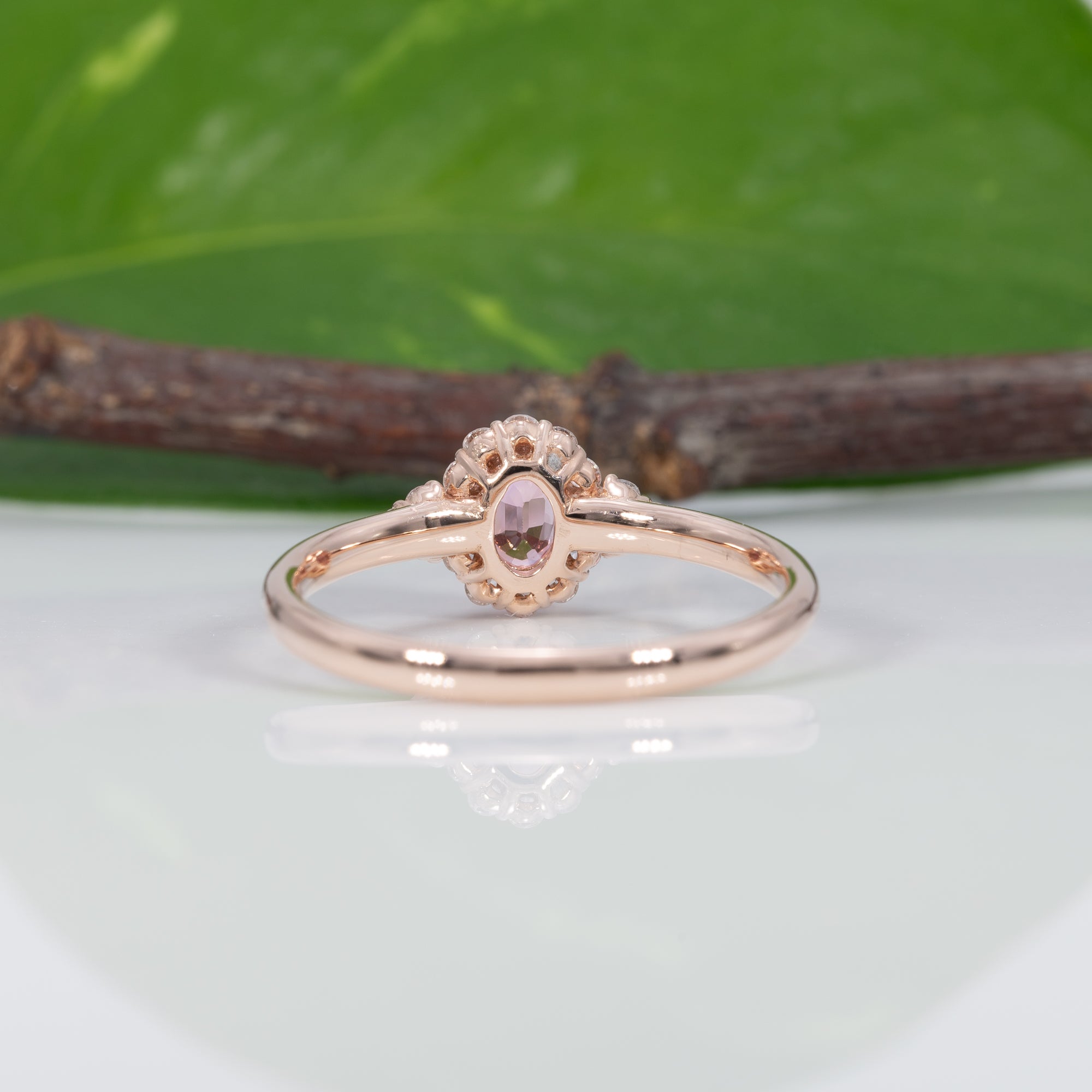 14K rose gold padparadscha sapphire ring
