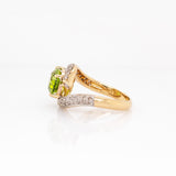 Yara Estate Peridot Ring with Natural Diamond Accents: 14k Solid Gold, 10x8mm