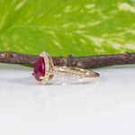 14K yellow gold GIA Mozambique ruby ring with diamond accents