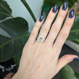 Modern East–West Emerald-Cut Semi-Mount Ring with Pavé Diamond Accents, Elegant 14K Gold Design Ready for Your Center Stone