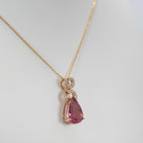 14K yellow gold pink tourmaline pendant