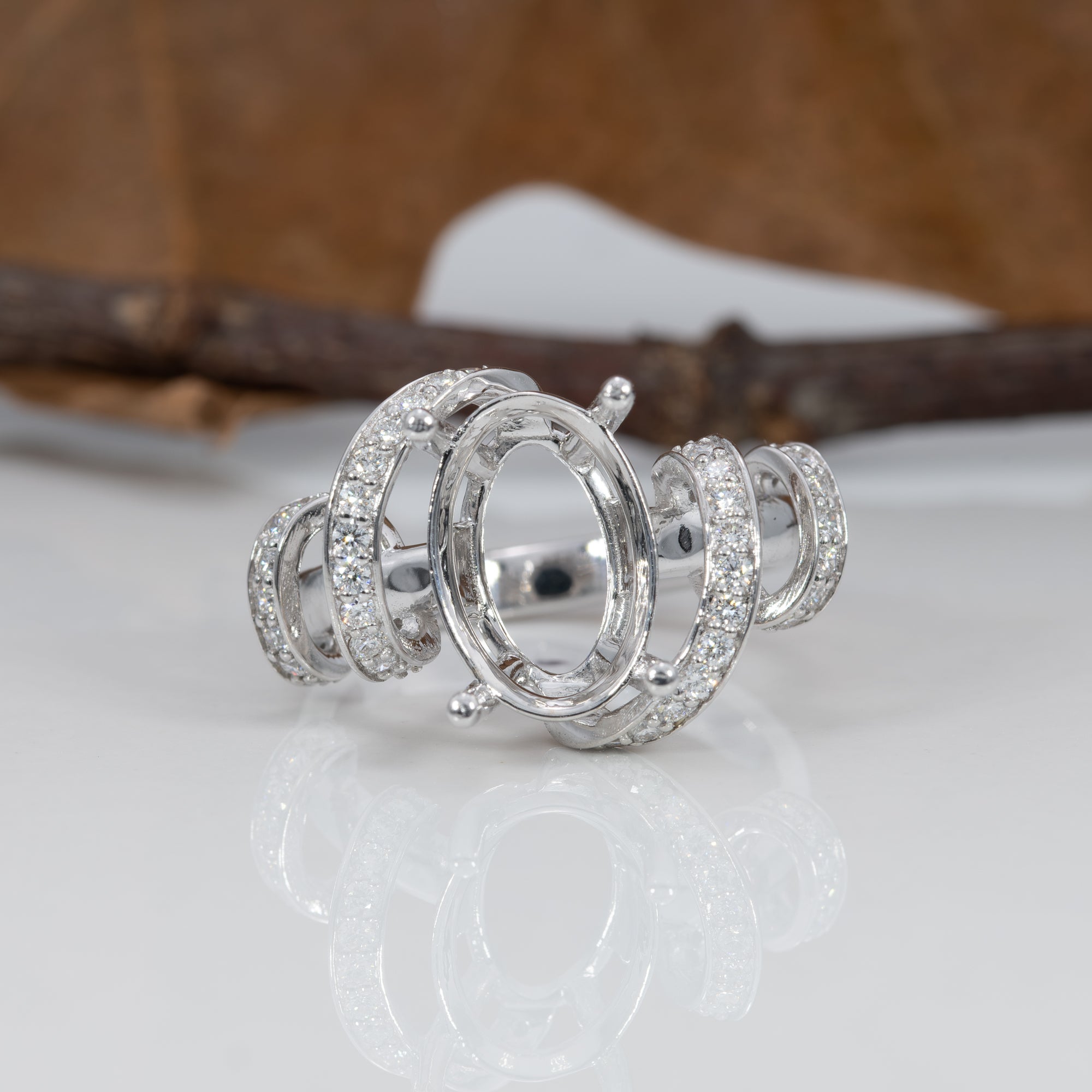 14K white gold diamond ring
