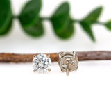 Round 14K Gold Lab Diamond Four Prong Solitaire Stud Earrings | 3mm 4mm 5mm 6mm 7mm 7.3mm 7.5mm