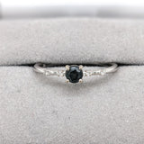 Natural Alexandrite Ring w Natural Diamonds in Solid 14K White Gold Round 4mm