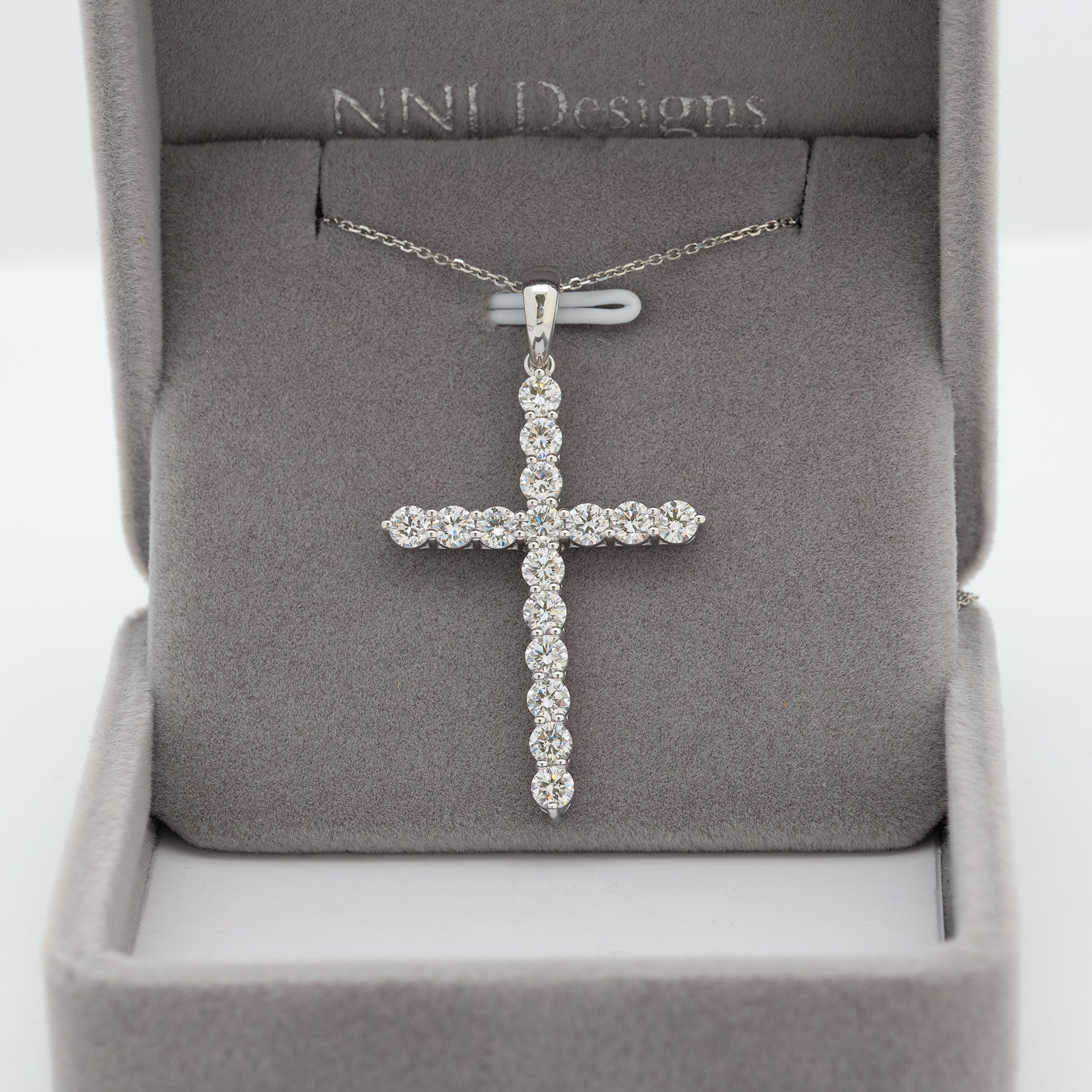 14K white gold lab grown diamond pendant with diamond accents