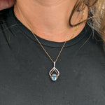 14K white & rose gold aquamarine pendant