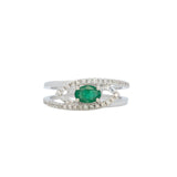 Aneet Solid 14K Gold Zambian Emerald Ring with Natural Diamond Accents: Oval 6x4mm Green Gemstone Fine Jewelry Gift for Her