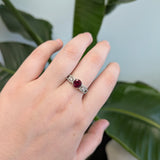 Siana 14k Slid White Gold Estate Rubellite Tourmaline Ring W Natural Diamond Accents | Round, 6mm