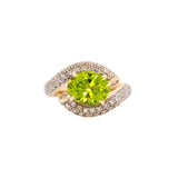 Yara Estate Peridot Ring with Natural Diamond Accents: 14k Solid Gold, 10x8mm