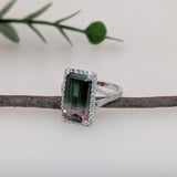 5.4ct Watermelon Tourmaline Ring w Diamond Accents in Solid 14K Gold | EM 14.5x8