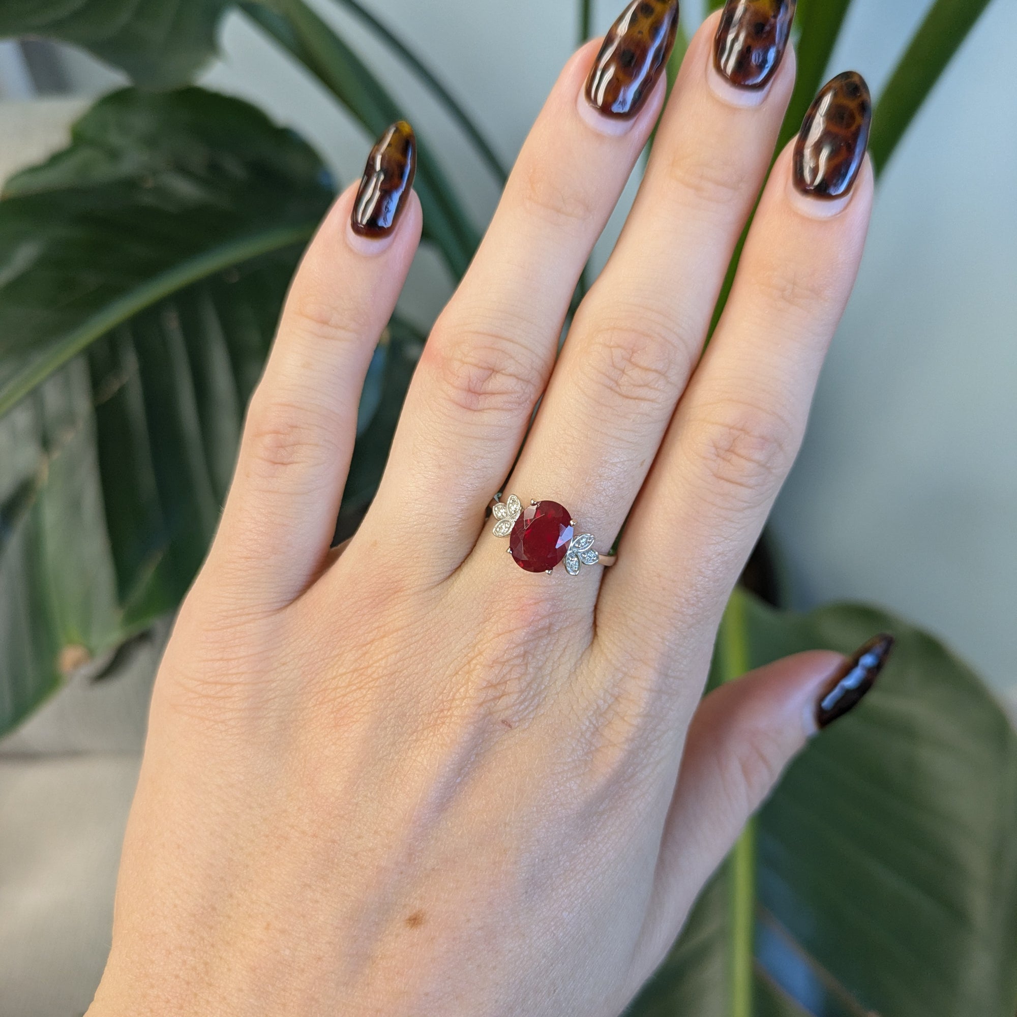 14K White Gold Tibetan Sunstone Ring
