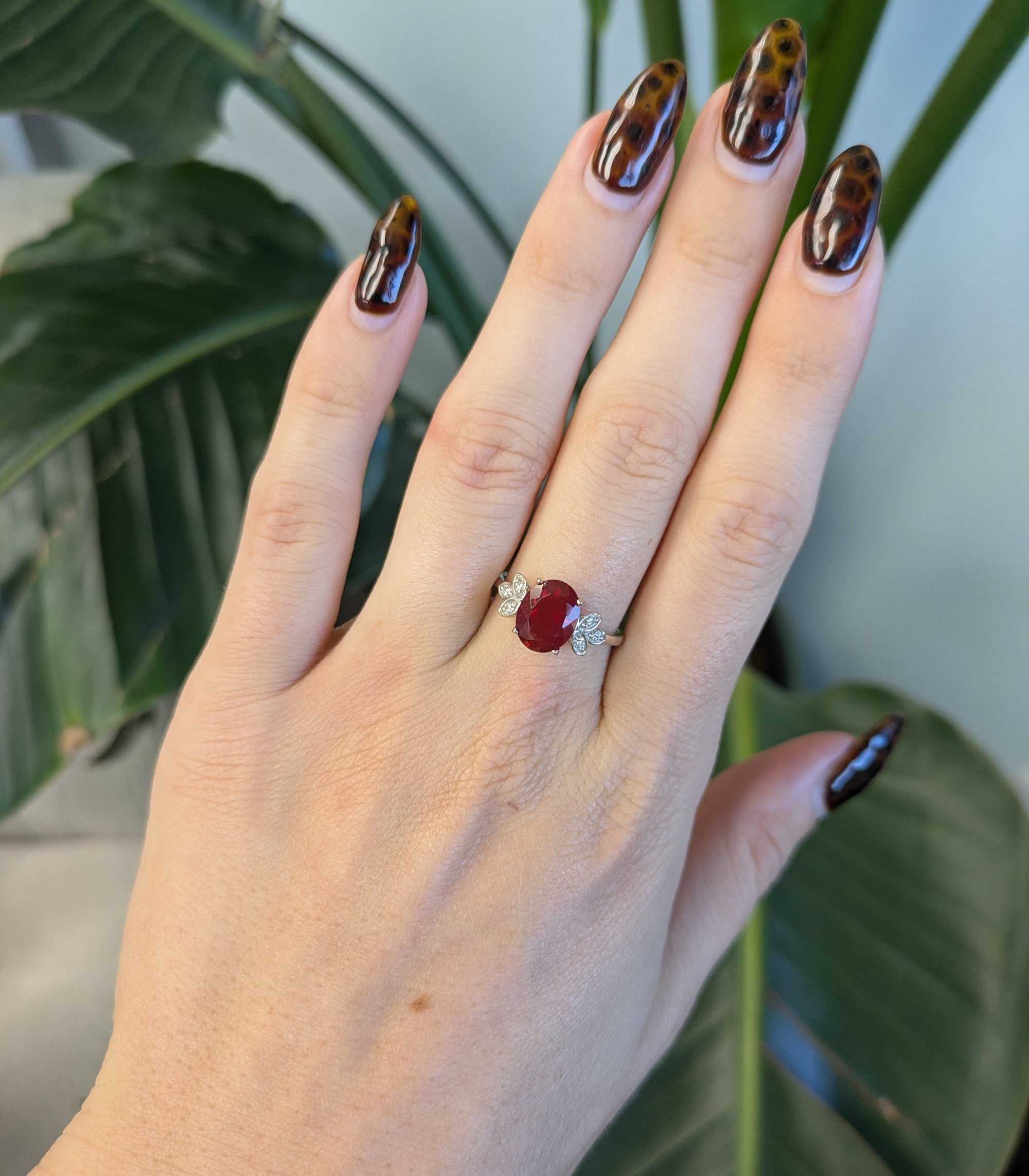 14K White Gold Tibetan Sunstone Ring