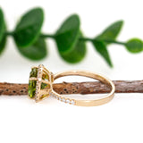 Priyal 14K Yellow Gold Peridot and Diamond Ring | OV 10x8mm