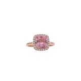 Saahel Solid 14k Gold Pink Tourmaline Ring with Natural Diamonds Accents, Cushion Shaped 8.4mm