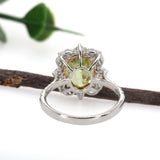 Elise 14K Dual White Rose Gold 3.29cts Sphene Diamond Ring | Oval 11X9mm