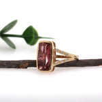 Netra 14K Yellow Gold 4.49cts Tourmaline Diamond Ring | Cushion Cut 14X8mm