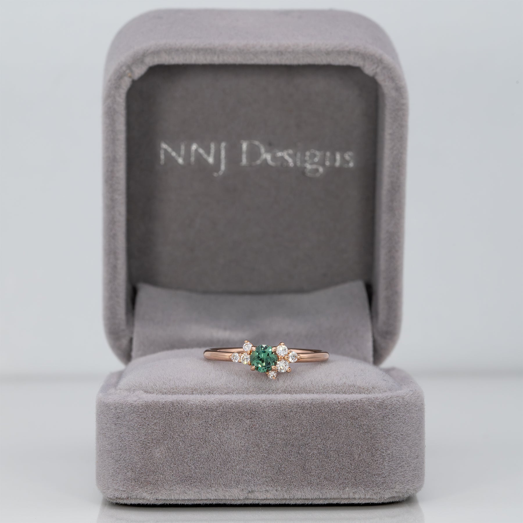 14K rose gold alexandrite ring with diamond accents