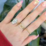 Leo Ring with Natural Diamond Accents in Solid 14K Gold, Fine Jewelry