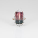 14K white & yellow gold bi-color tourmaline ring