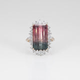 14K white & yellow gold bi-color tourmaline ring
